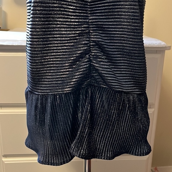 A love story brand navy blue and silver metallic ruched front peplum cami tank - Picture 8 of 14